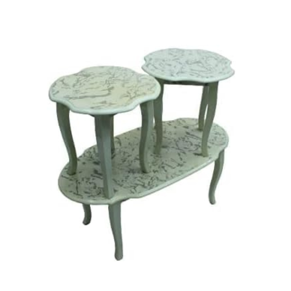 Elegant White Metal Coffee Table & Stool Set - Modern 3-Piece Furniture for Living Room Decor-GCC Home Center