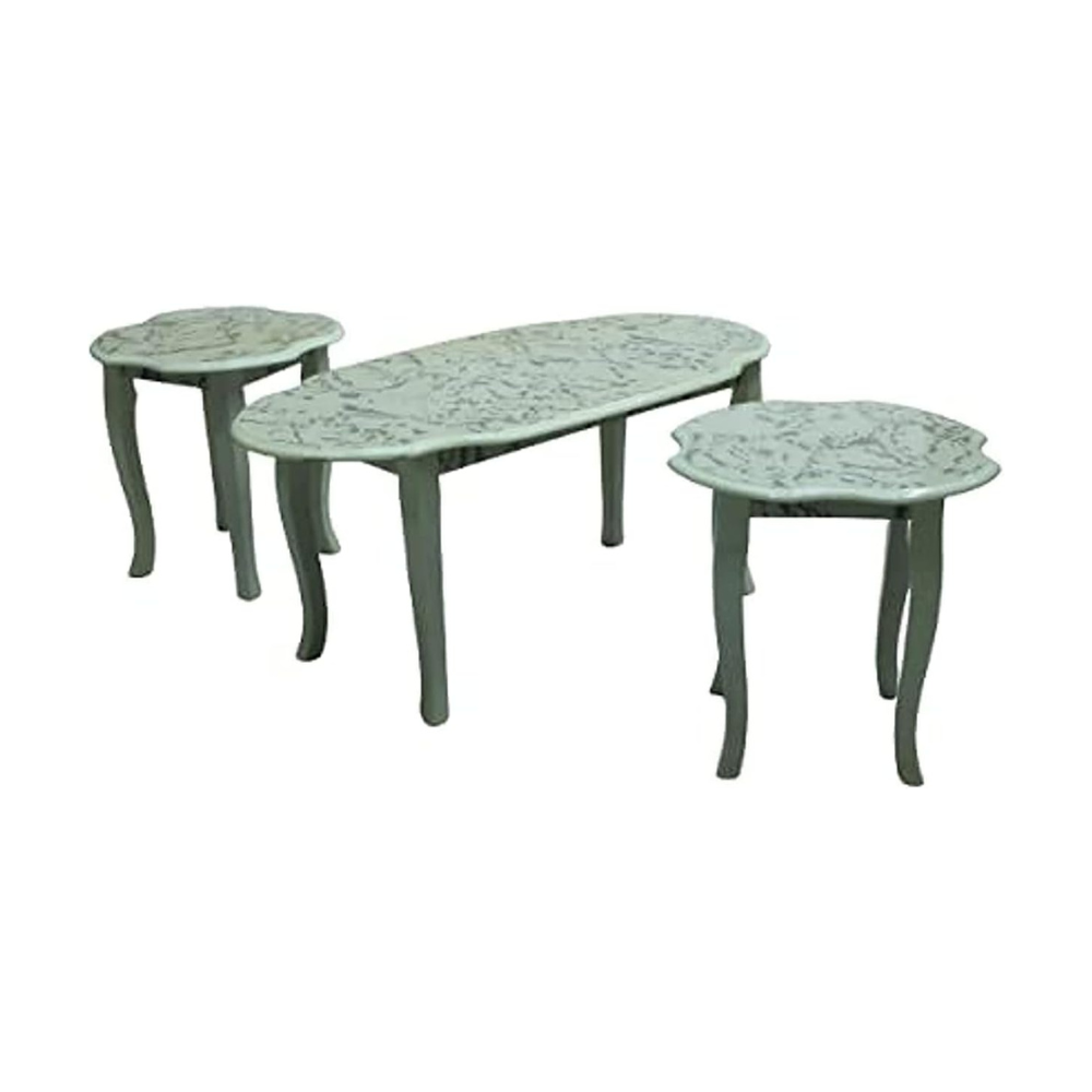 Elegant White Metal Coffee Table & Stool Set - Modern 3-Piece Furniture for Living Room Decor-GCC Home Center