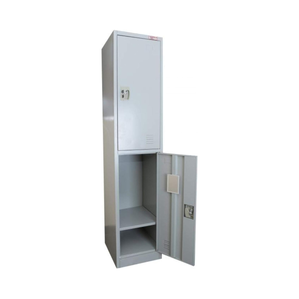 Commercial Grey Steel 2-Door Locker Cabinet with Removable Lock - Vertical Storage for Clothes & Files-GCC Home Center