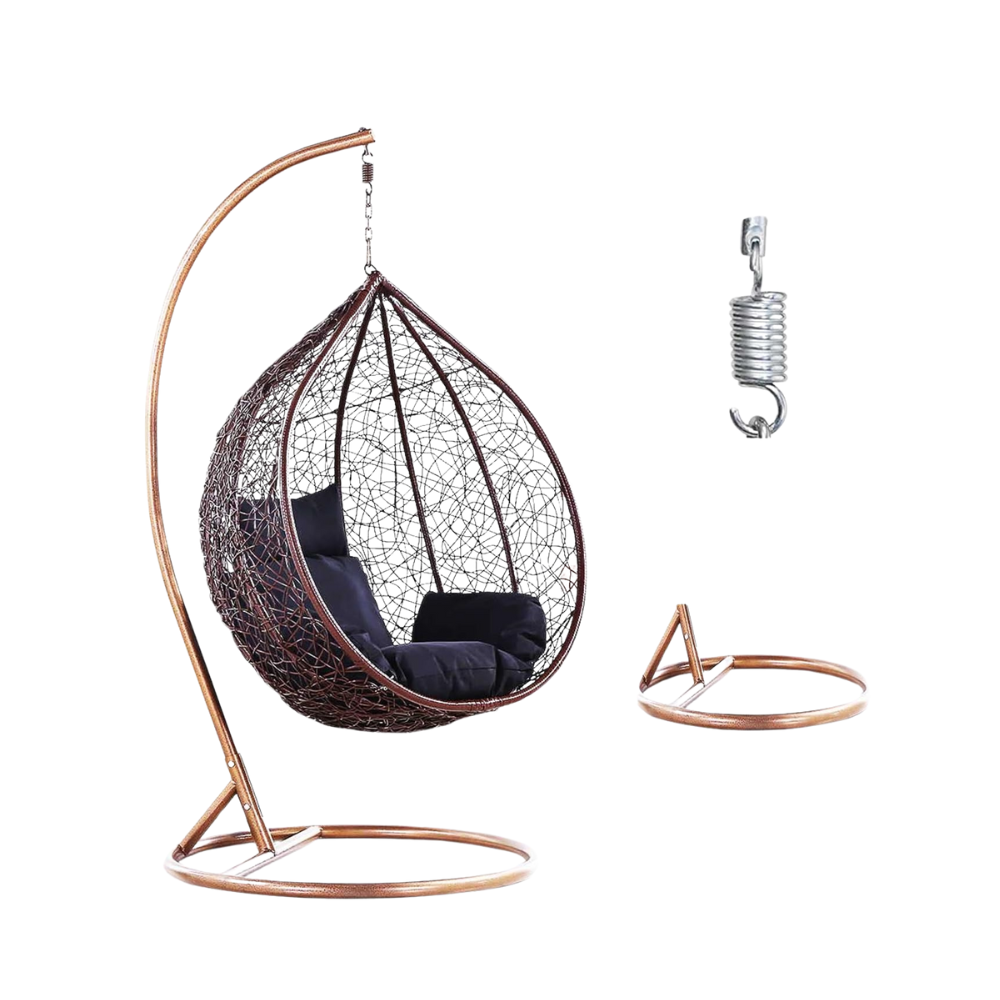 Outdoor Hanging Egg Chair with Stand - Weather-Resistant Rattan, Sturdy Steel Frame & All-Weather Cushions for Patio, Garden, or Indoor Use-GCC Home Center
