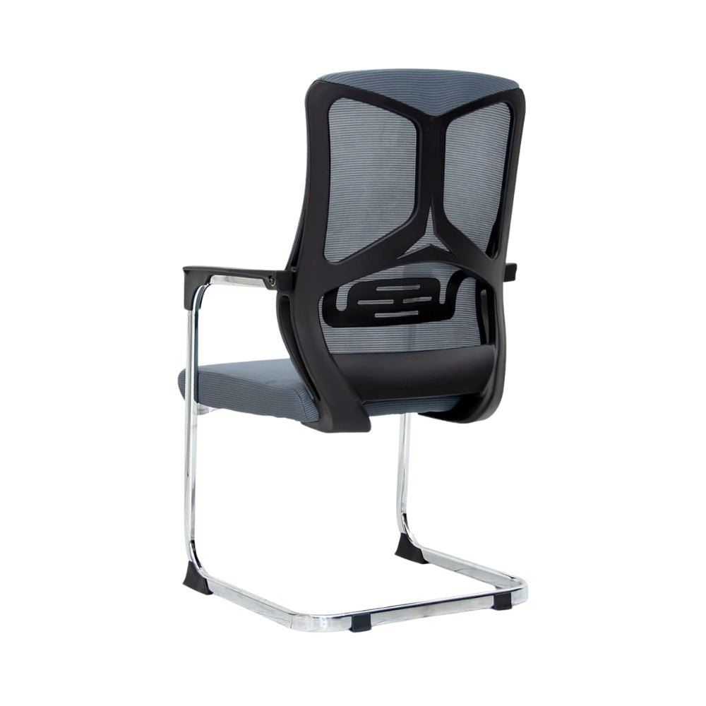 Versatile Grey Metal Visitor Chair - Ergonomic Design with 6-Month Warranty & 120KG Capacity-GCC Home Center