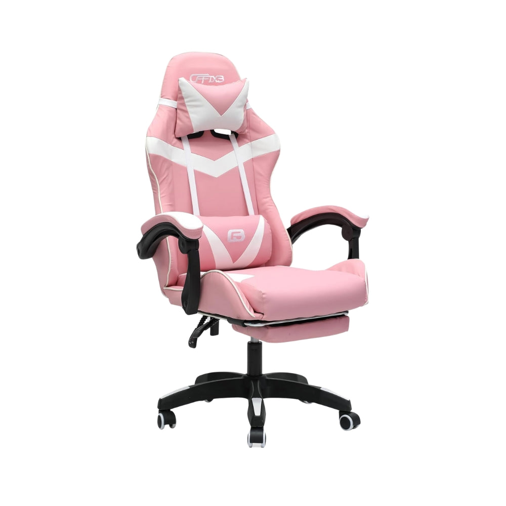 Ergonomic Pink Gaming Chair with Fully Reclining Back - Adjustable, Heavy-Duty Design, 1-Year Warranty-GCC Home Center