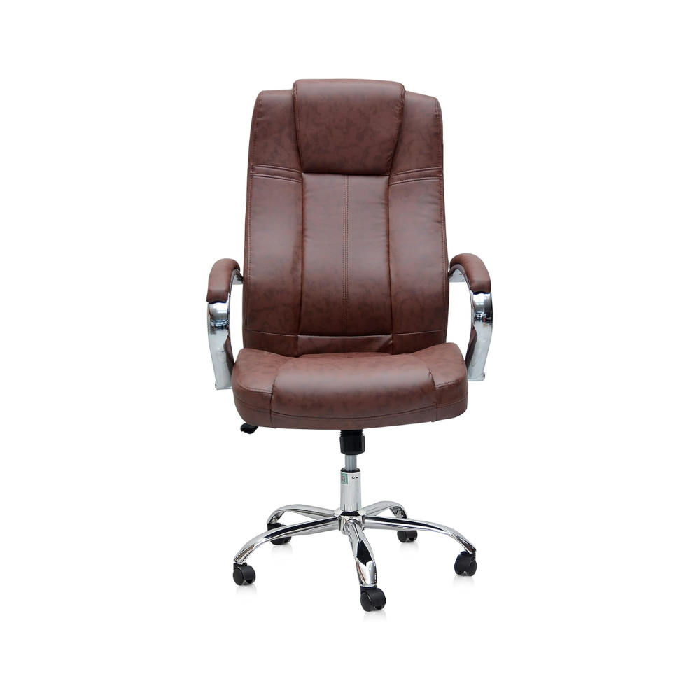 Ergonomic Brown Office Chair with Adjustable Height, Breathable Polyurethane Upholstery - Durable High-Back Design-GCC Home Center