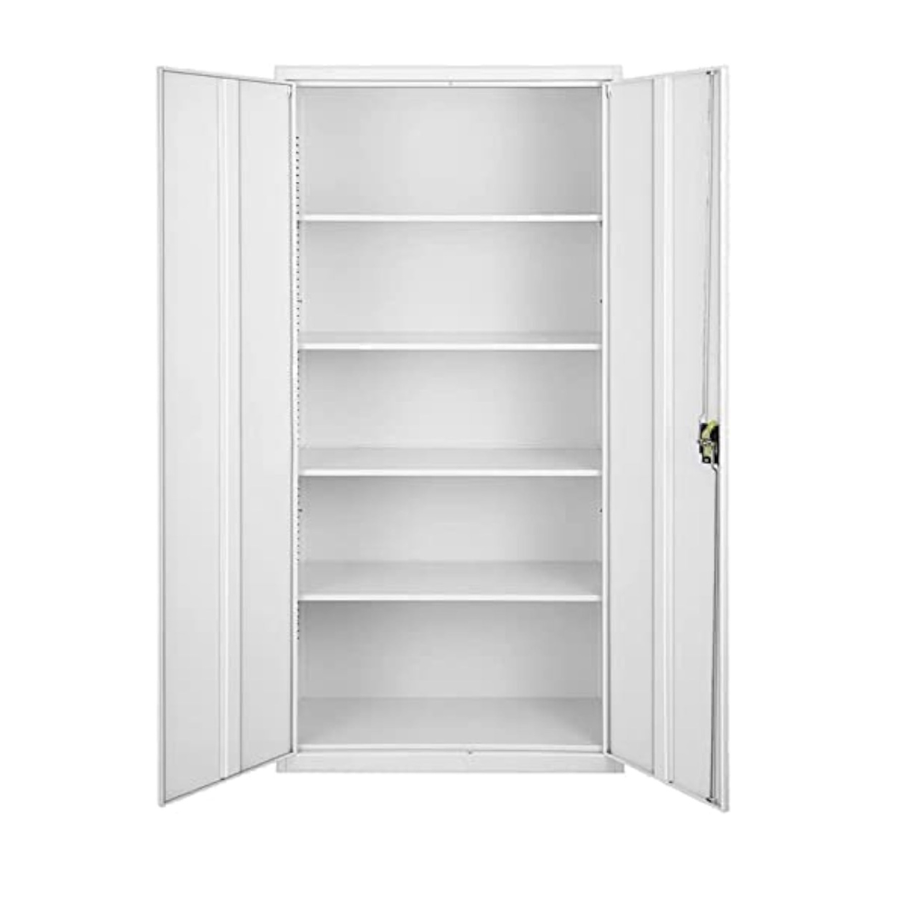 GCC HOME 2-Door Steel Cabinet with Lockable Doors & Adjustable Shelves – Durable Grey Aluminum Wardrobe for Home & Office Storage-GCC Home Center