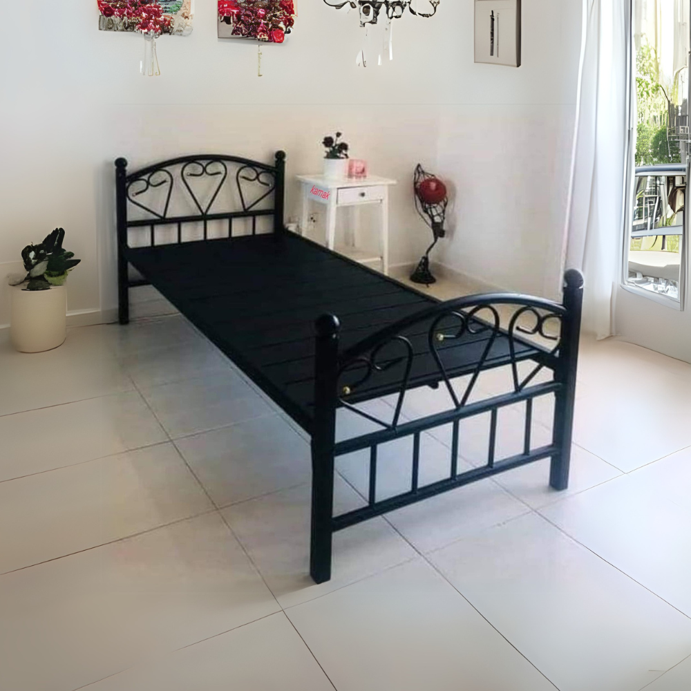 Modern Black Stainless Steel Bed Frame - Squeak-Resistant Design, Durable & Stylish-GCC Home Center