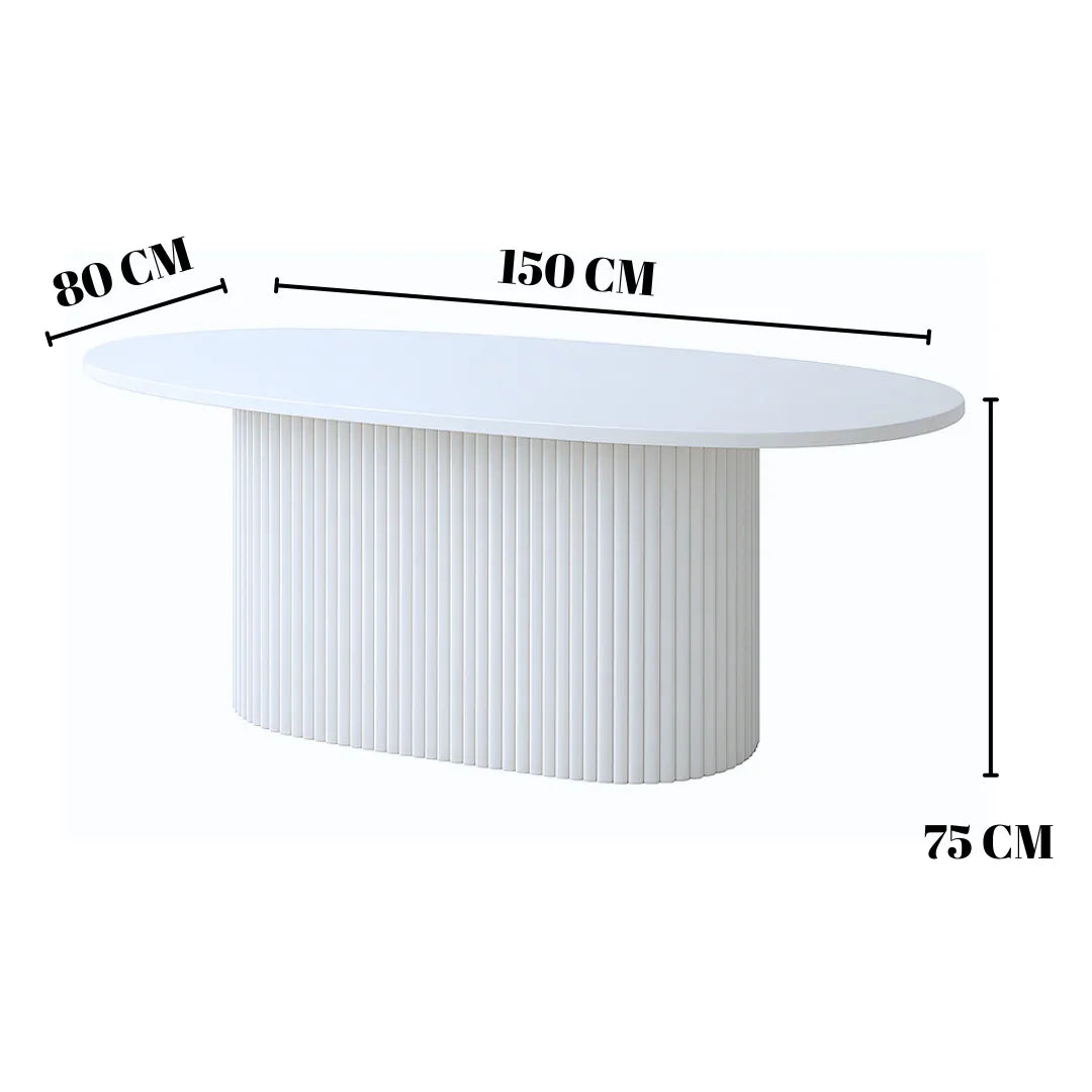 Elegant Fluted Marble Top Rectangular Dining Table