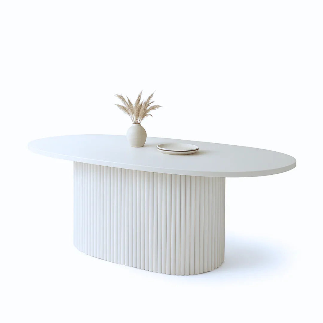 Elegant Fluted Marble Top Rectangular Dining Table