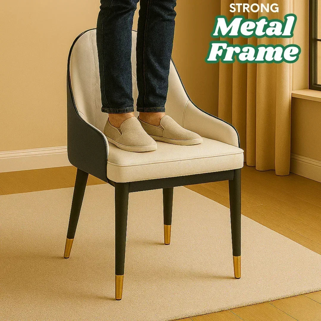 Luxury Marble Top Stainless Steel Dining Table with 4 Chairs