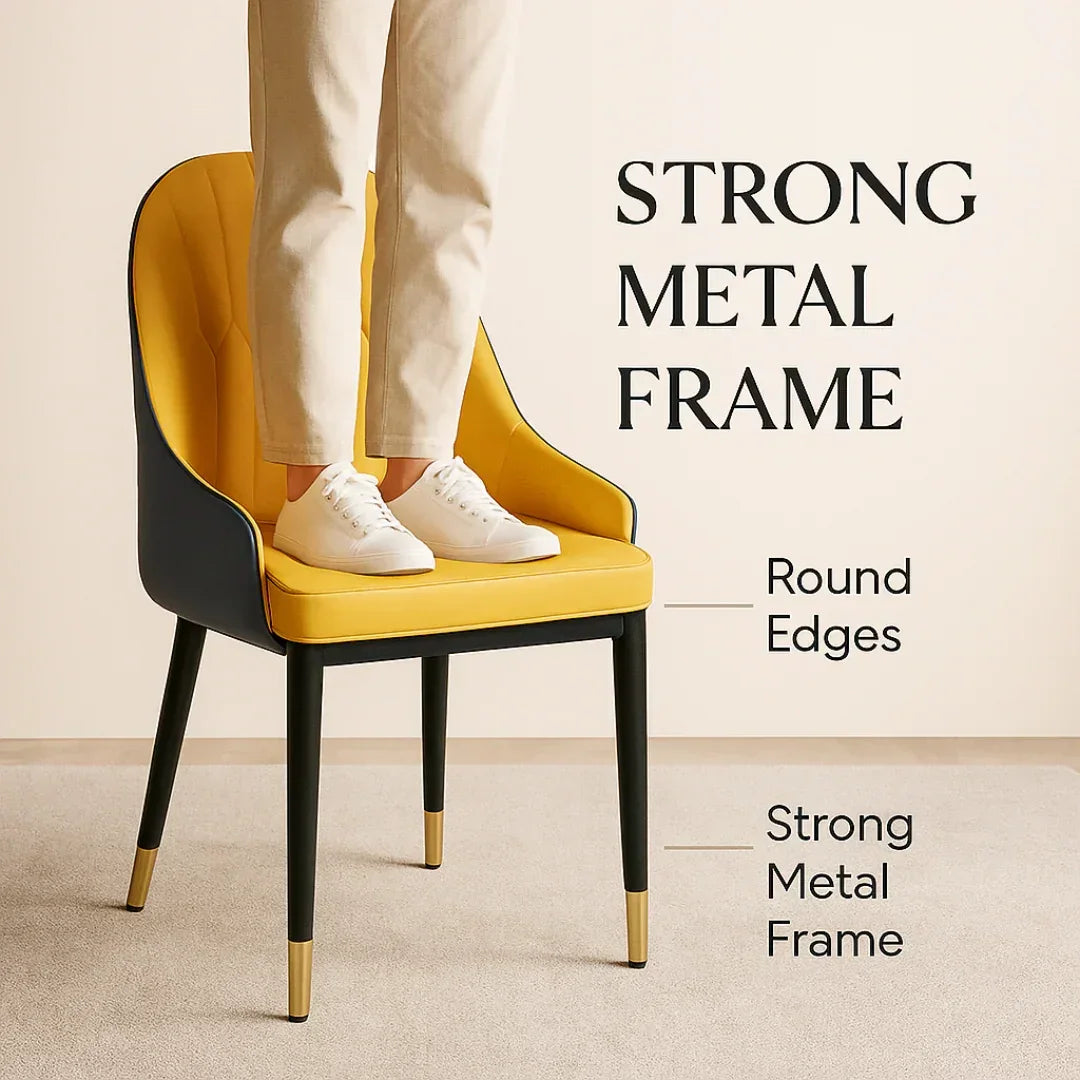 Modern Rectangular Marble Top Dining Table Set (Yellow & Blue)