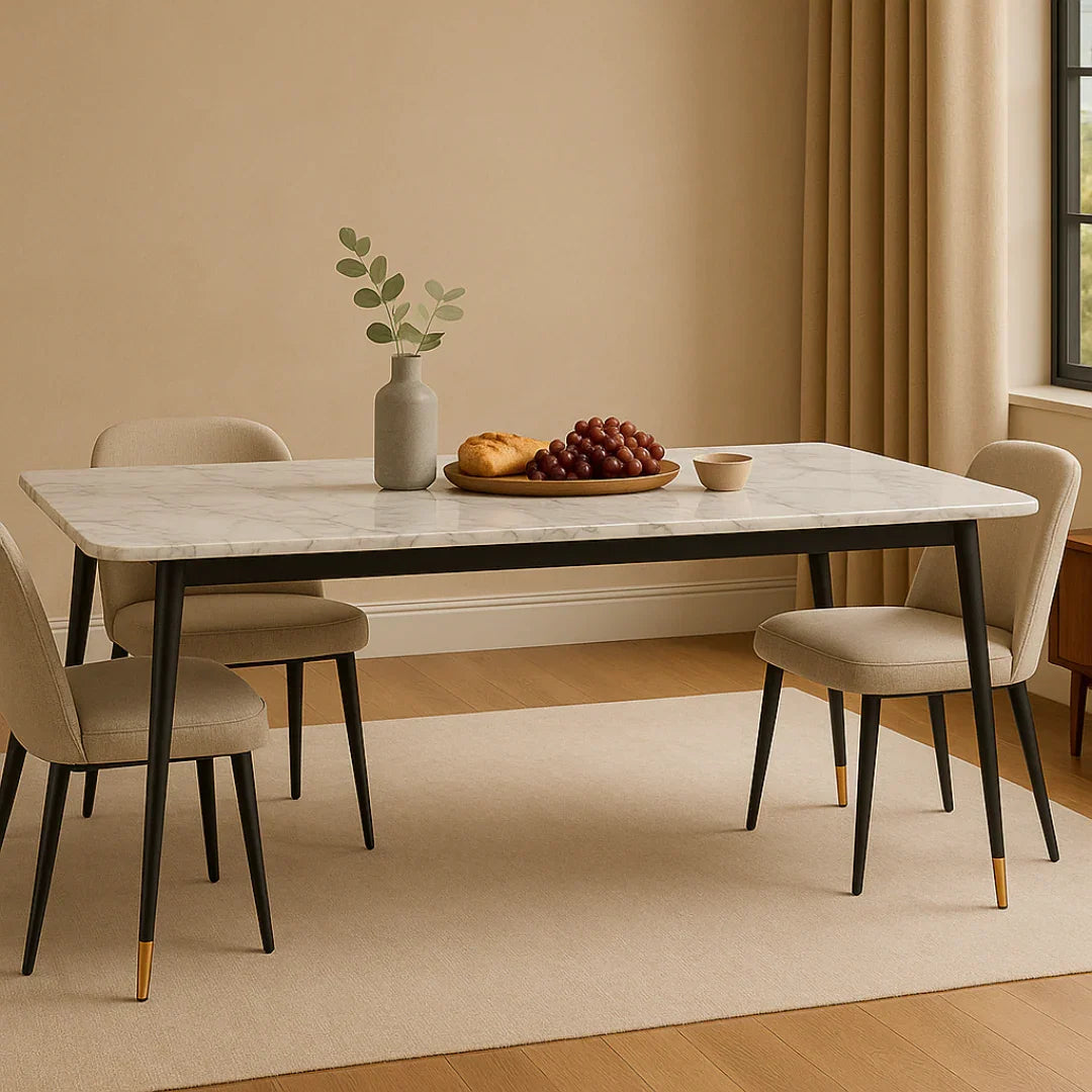 Modern Rectangular Marble Top Dining Table