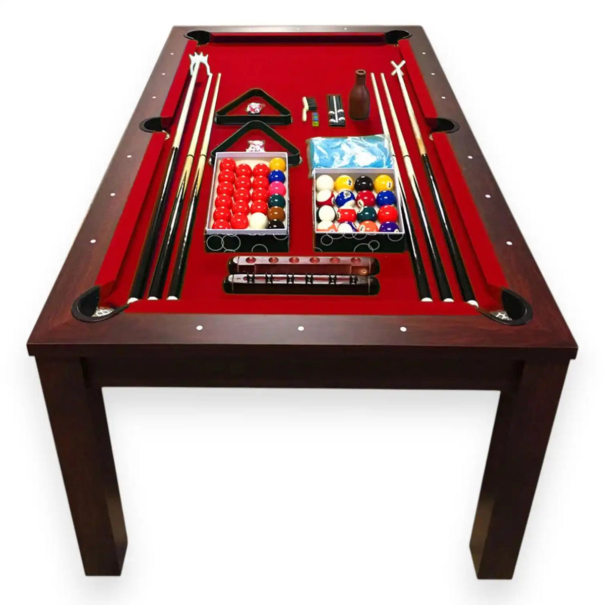 7FT Pool Table with Dining Top – VULCAN RED Billiards Table