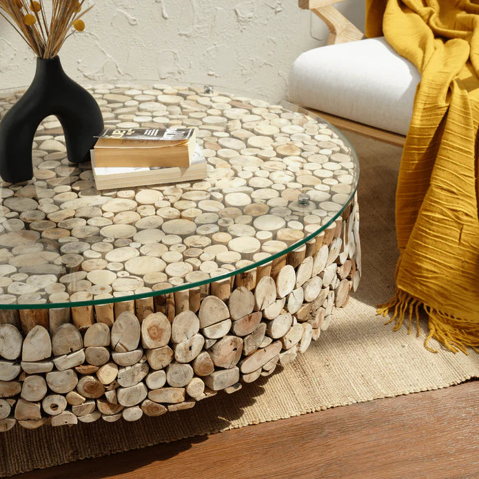 Natural Design Round Driftwood Coffee Table