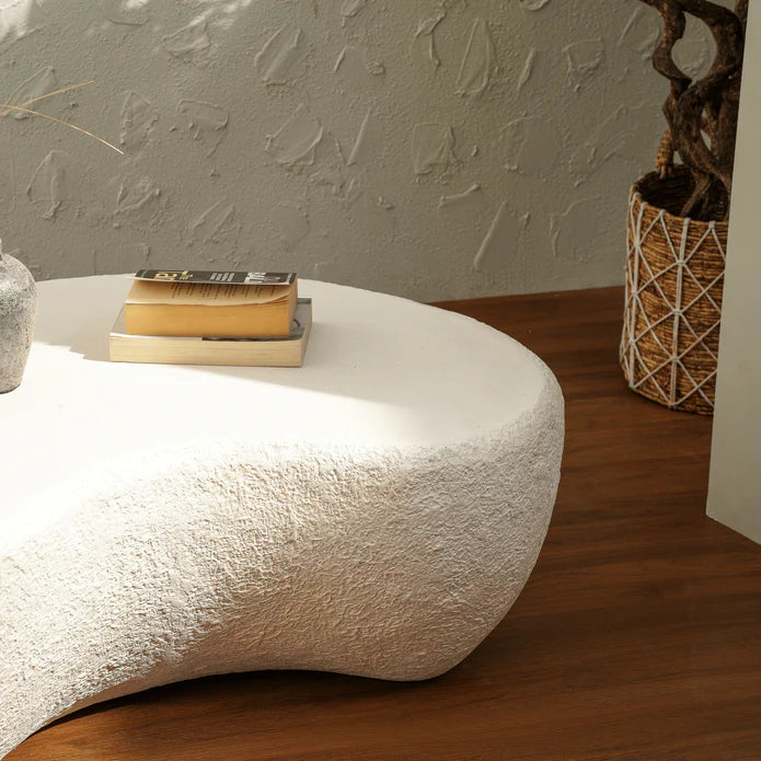 Unique Design Coffee Table, Soft Natural Cream Tone Table