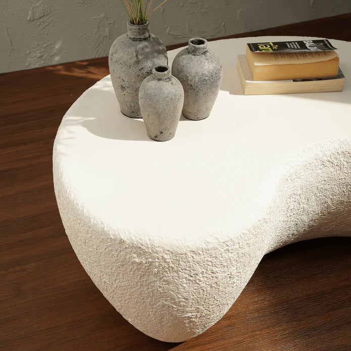 Unique Design Coffee Table, Soft Natural Cream Tone Table