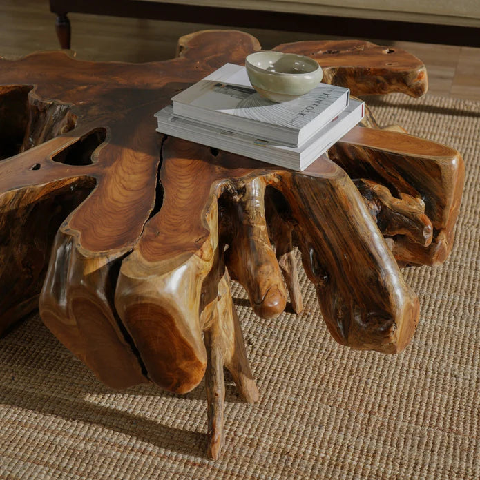 Natural Teak Root Wood Coffee Table