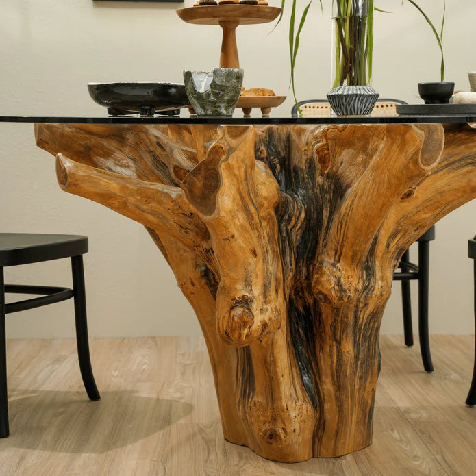 Organic Luxury Natural Teak Wood Tree Root Dining Table