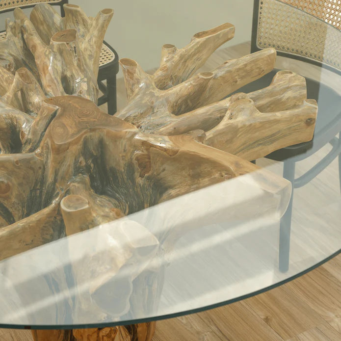 Organic Luxury Natural Teak Wood Tree Root Dining Table