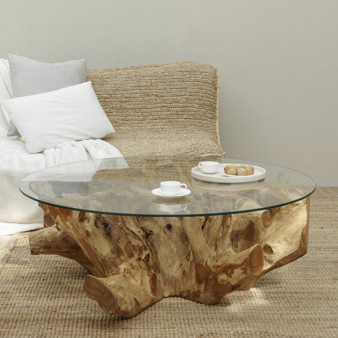 Luxury Teak Root Coffee Table, Naturally Unique Design
