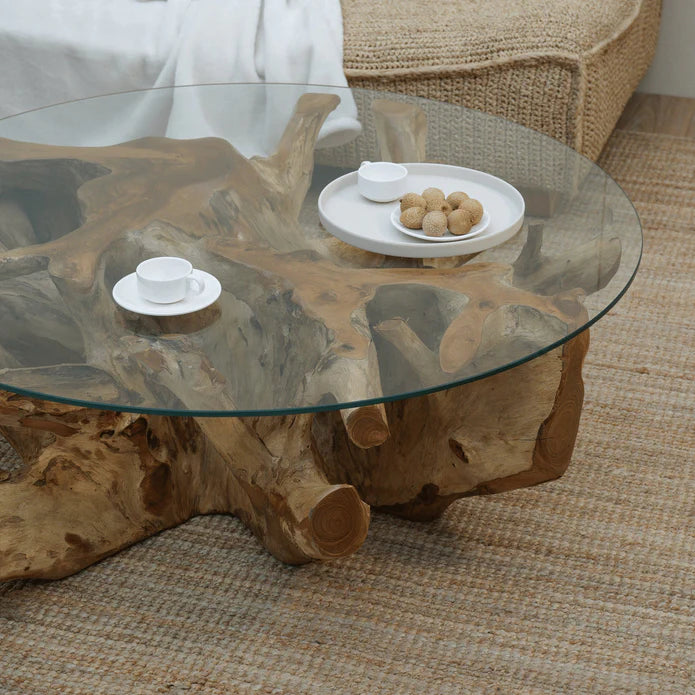 Luxury Teak Root Coffee Table, Naturally Unique Design