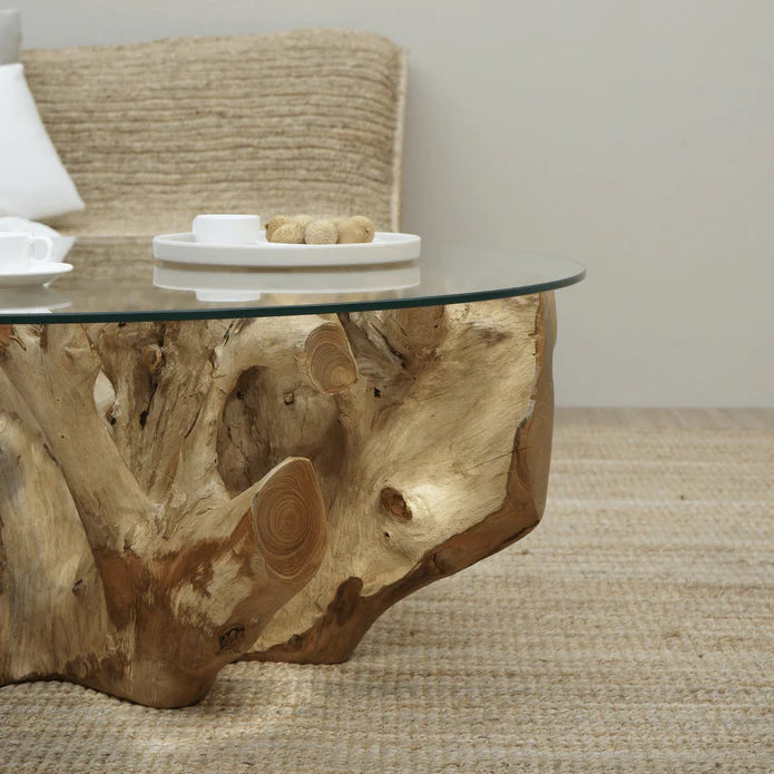 Luxury Teak Root Coffee Table, Naturally Unique Design