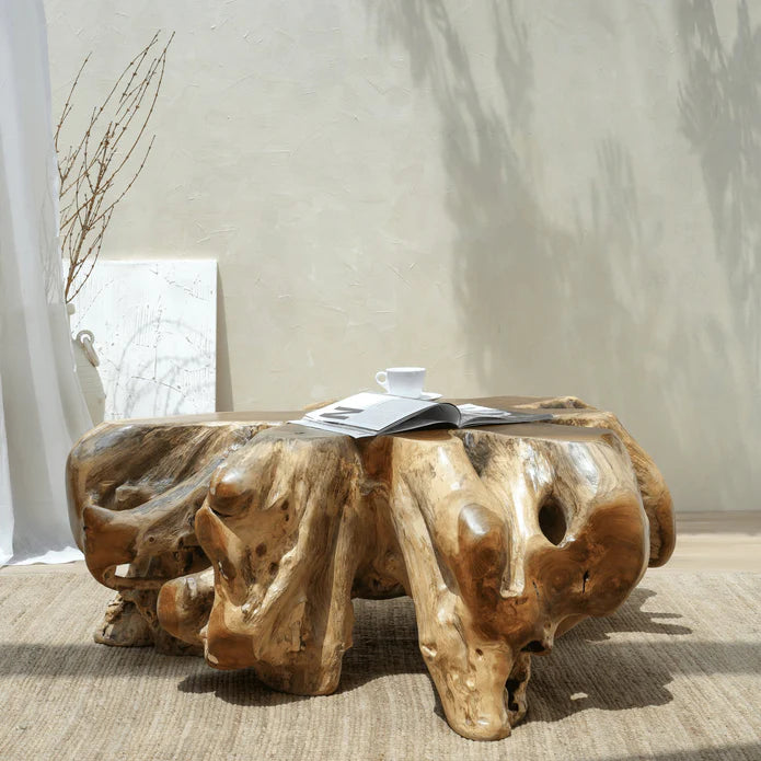 Natural Teak Root Wood Coffee Table