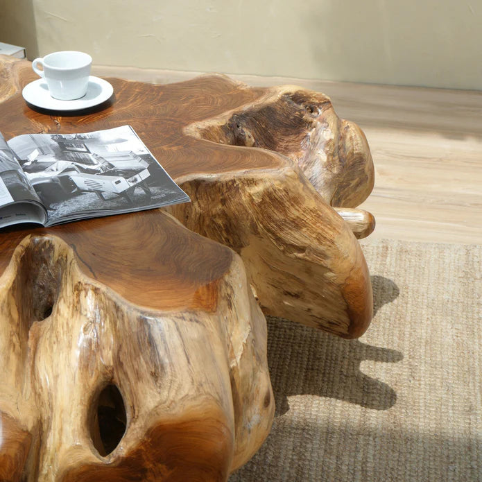 Natural Teak Root Wood Coffee Table