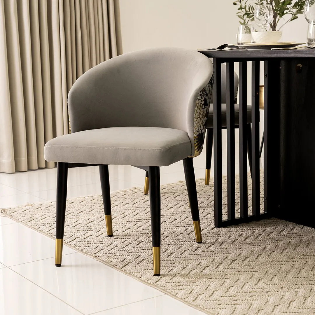 Elegant Modern Style 6-Seater Dining Set – Black & Grey