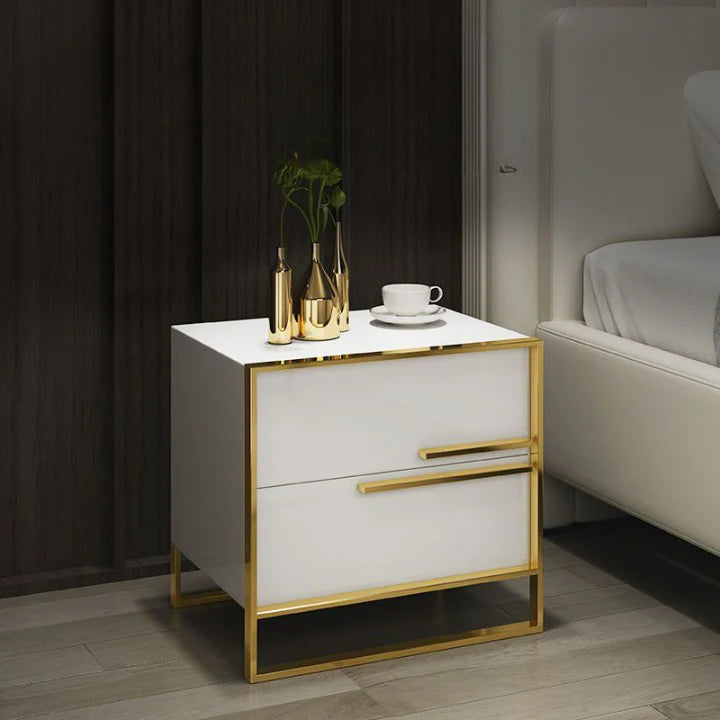 Bedside Table, Solid Wood Nightstand Table Amazing Design, Side Table 50H x 50W cm - WHITE-GCC Home Center