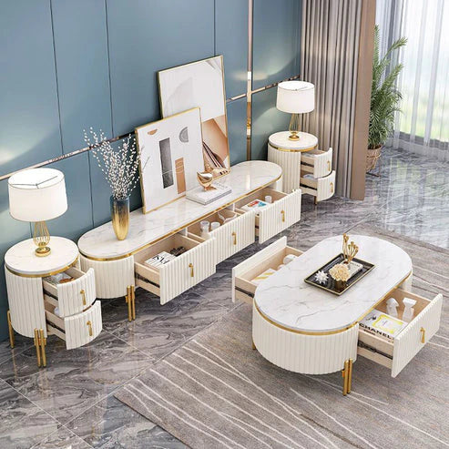 Light Slate Marble TV Cabinet Storage Table Unit, and Coffee Table for Living room-GCC Home Center