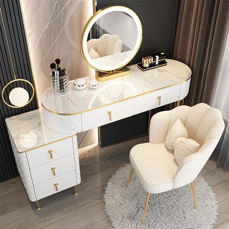 Modern Dressing Table with Lighted Mirror, Makeup Desk with Multi-Functional Storage-GCC Home Center