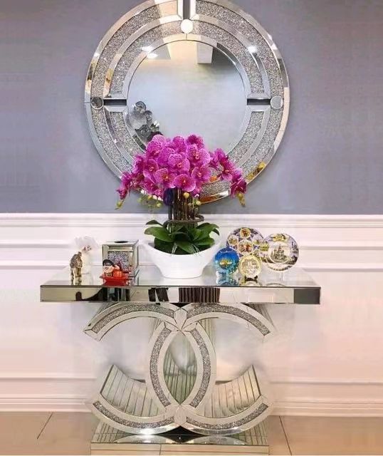 Console Table and Mirror Matching Set - Silver-GCC Home Center