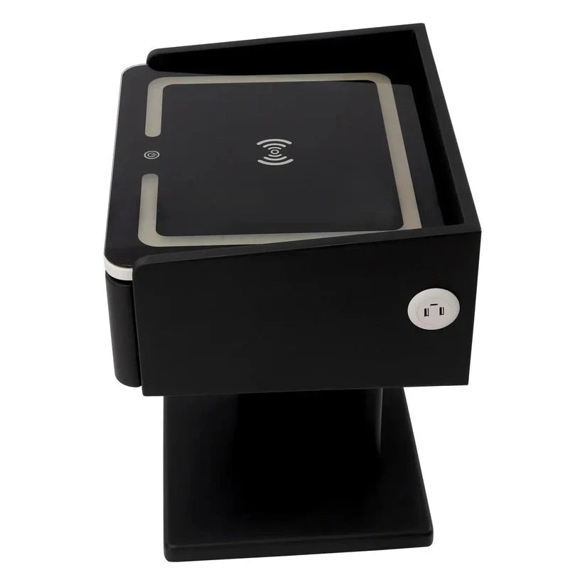 Smart Nightstand Bedside Table in One Drawer with LED Light, Wireless Charging, USB Ports-GCC Home Center