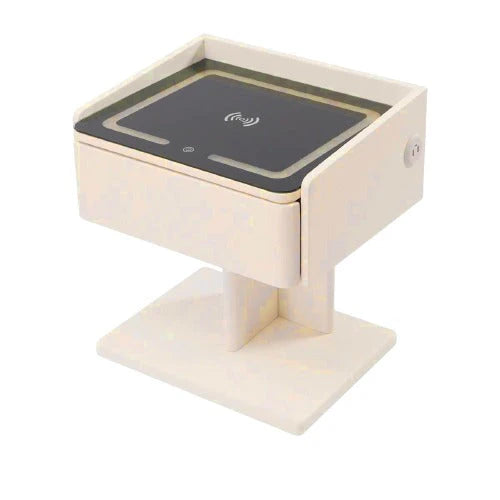 Smart Nightstand Bedside Table in One Drawer with LED Light, Wireless Charging, USB Ports-GCC Home Center
