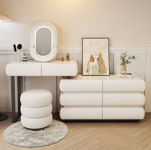 Modern Minimalist Makeup Dresser Desk for Bedroom-Elegant Solid Wood Vanity Table-GCC Home Center