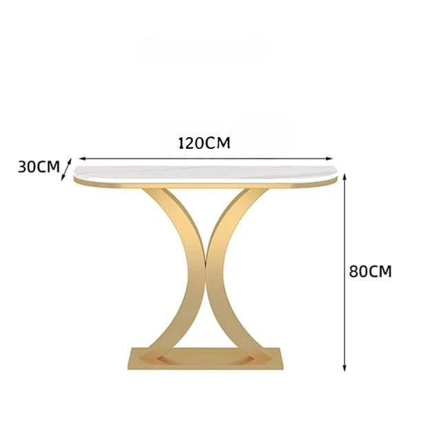 Simple Entrance Console Table in Slate Marble Top and Gold Metal Base 120cm-GCC Home Center