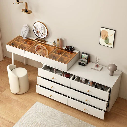 Modern High Definition Large Bedroom Dressing Table with LED Mirror and Storage-GCC Home Center