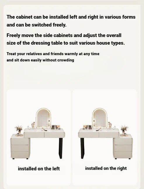 Elegant White Dressing Table Set with Arch Mirror and Chair-GCC Home Center