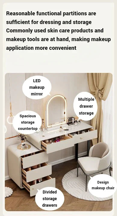 Elegant White Dressing Table Set with Arch Mirror and Chair-GCC Home Center