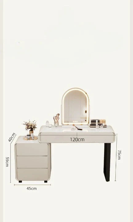 Elegant White Dressing Table Set with Arch Mirror and Chair-GCC Home Center