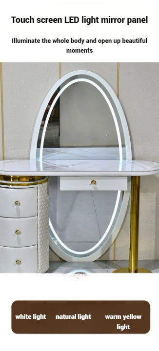 Luxury Vanity Table with Oval Full Length Mirror and Chair-GCC Home Center