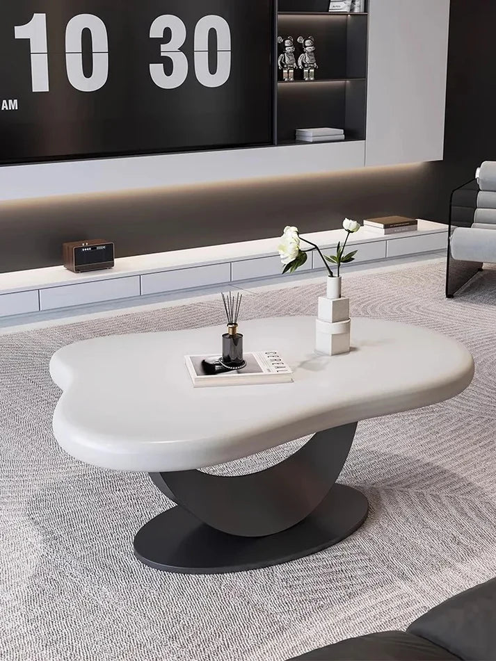 Modern Cloud Coffee Table Set of 2 | White & Black Nesting Center Tables for Living Room & Office