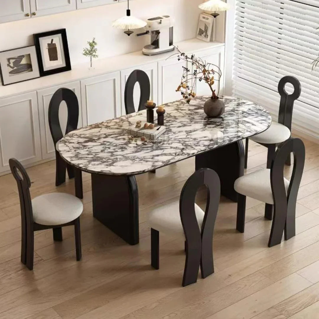 Luxurious Marble Top 6 Seater Dining Set