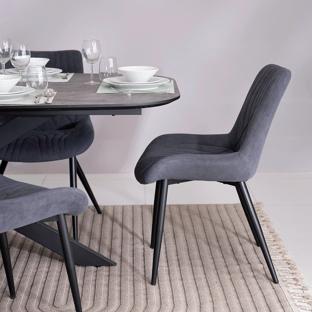 Diamond 6-Seater Dining Set – Black & Grey