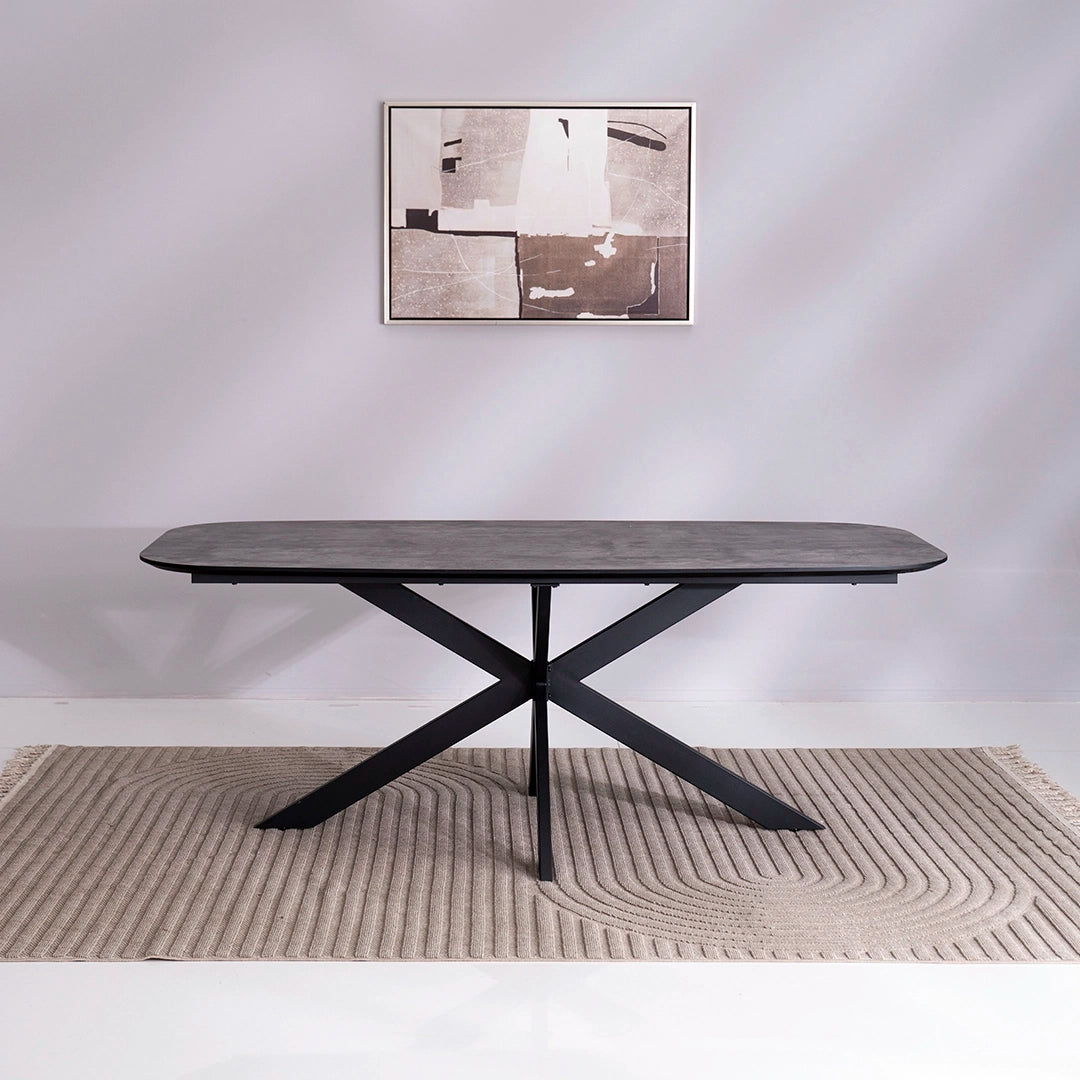 Diamond 6-Seater Dining Set – Black & Grey