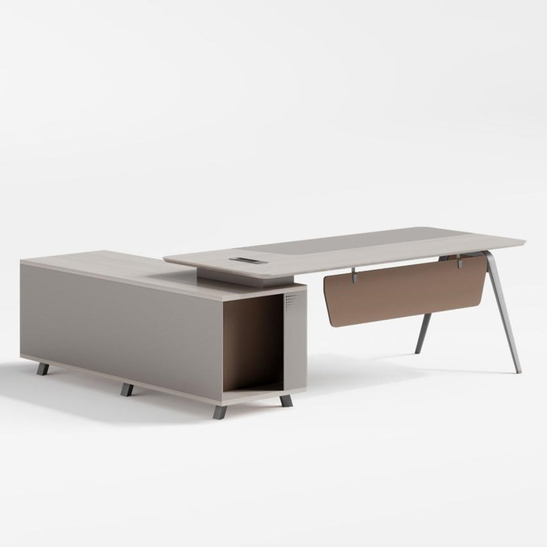 Modern Executive Office Table With Metal Frames And Legs - Light Oak-GCC Home Center