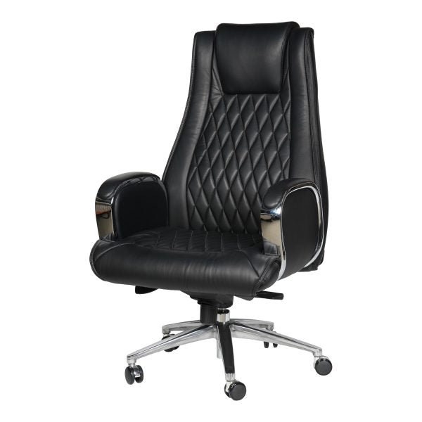 Luxury Pure Leather High Back Office Chair With Height Adjustable-GCC Home Center