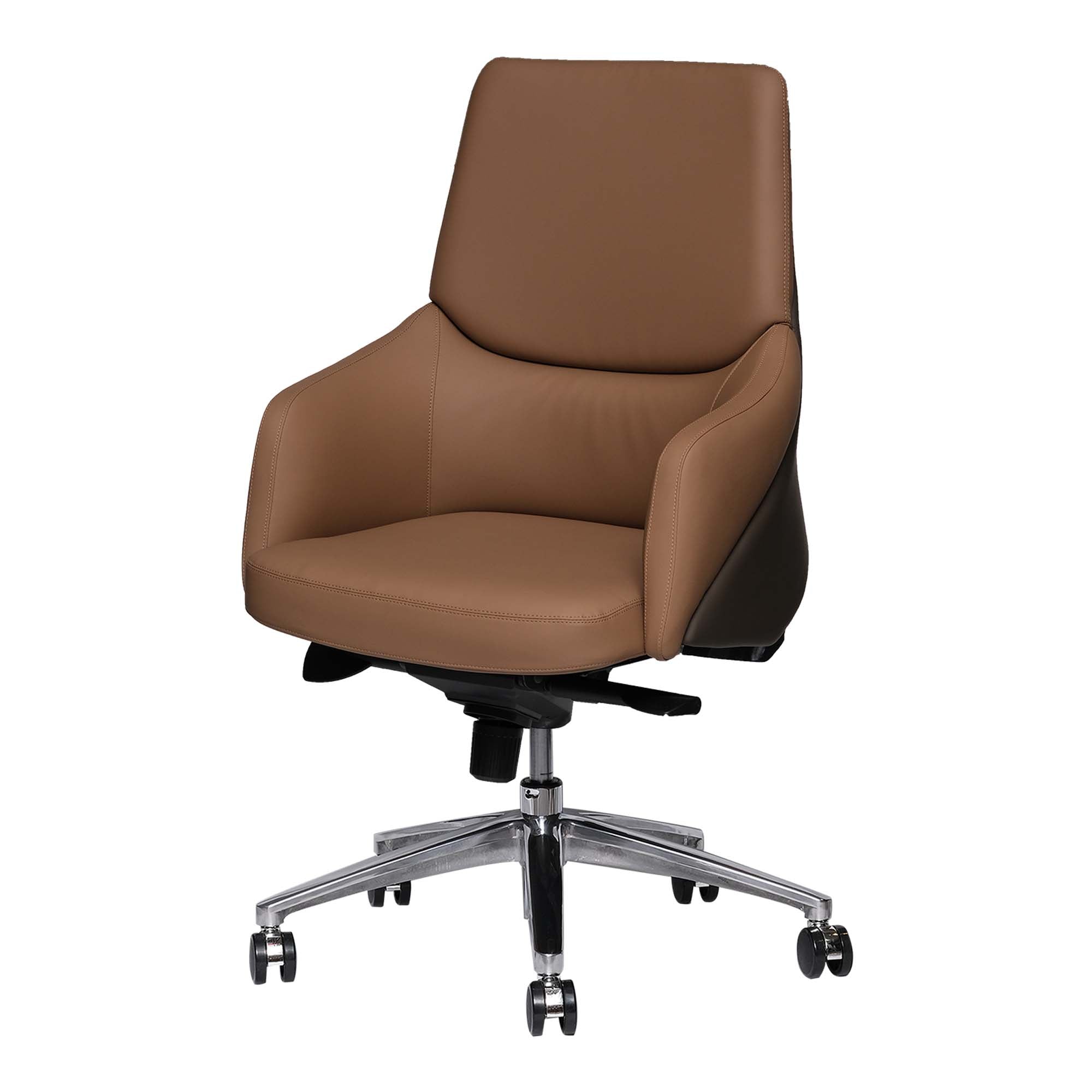 PU Leather Low Back Office Chair - Brown-GCC Home Center