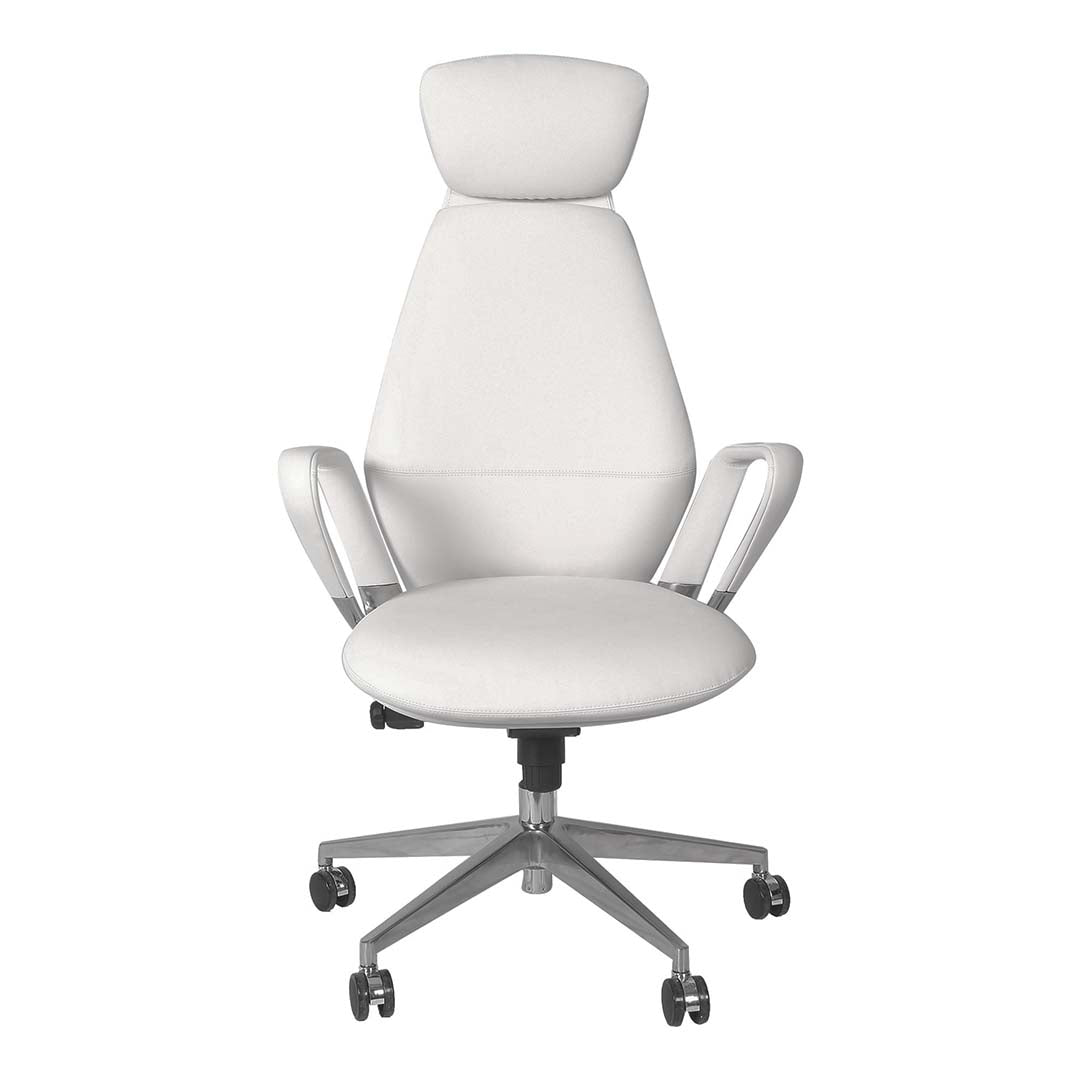 PU Leather High Back Office Chair - White-GCC Home Center