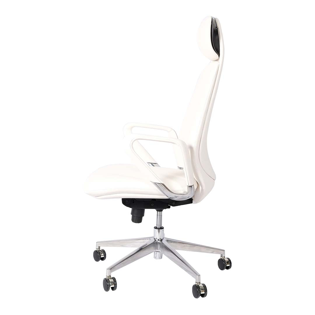 PU Leather High Back Office Chair - White-GCC Home Center