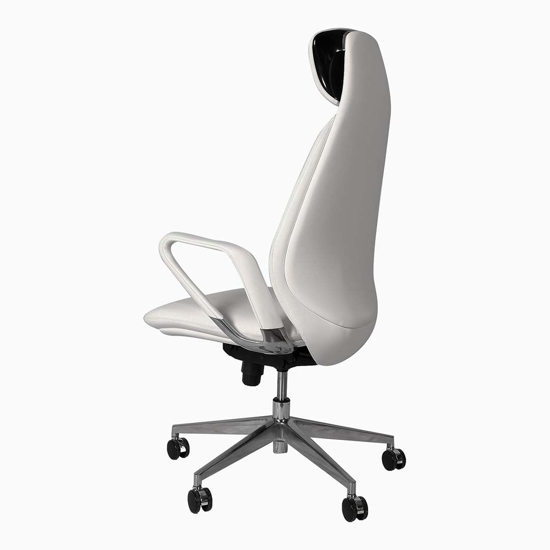 PU Leather High Back Office Chair - White-GCC Home Center